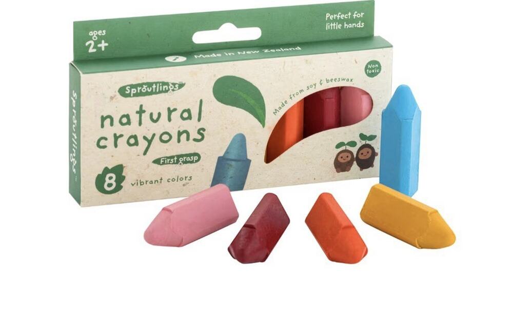 Sproutlings Natural Soy & Beeswax Crayons 8 Piece Vibrant First Grasp